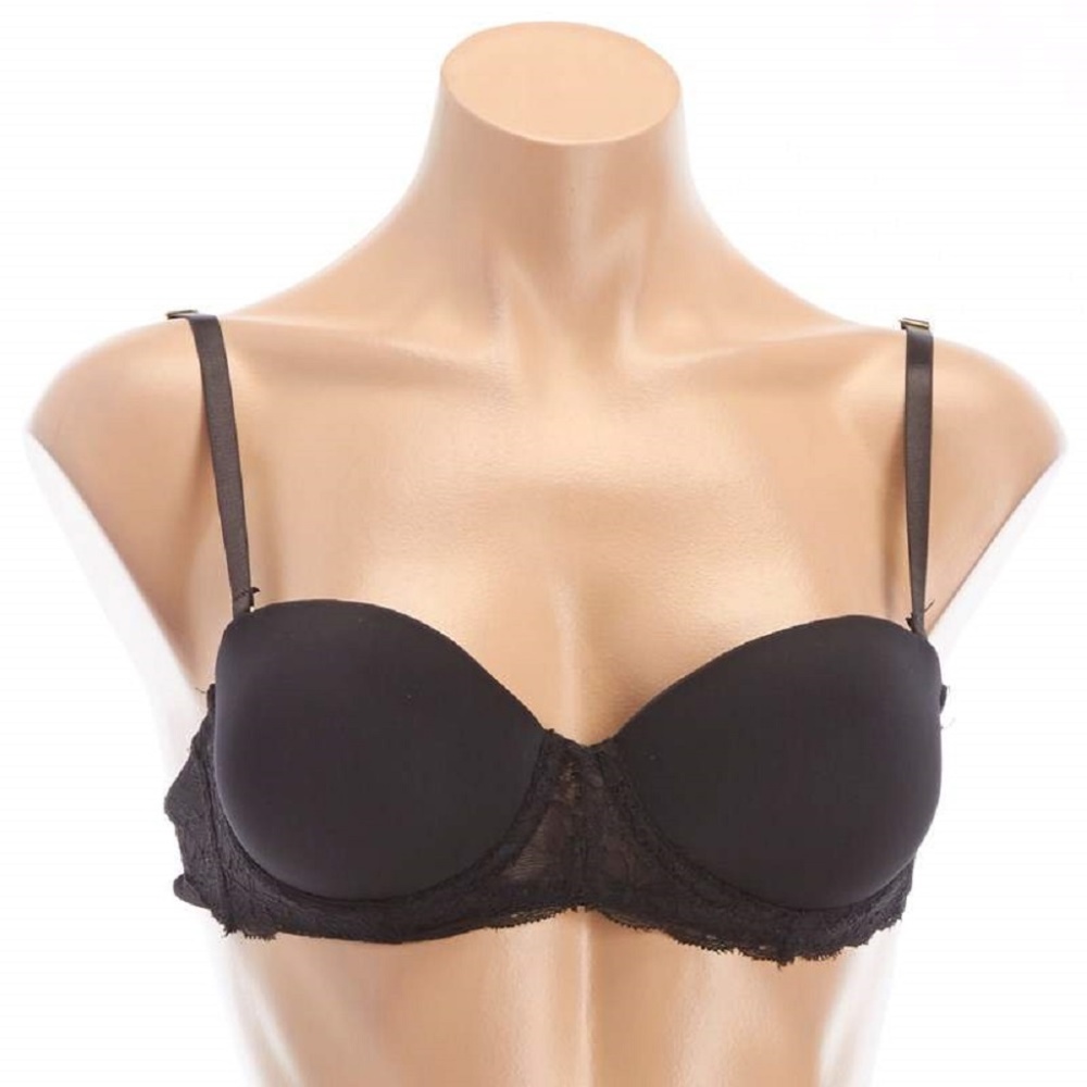 Rene Rofe Convertible Lace Push-Up Bra, Black, 34A